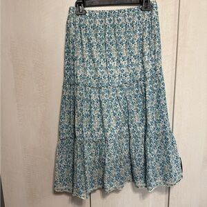 Max Studio Blue Tiered Midi Skirt
